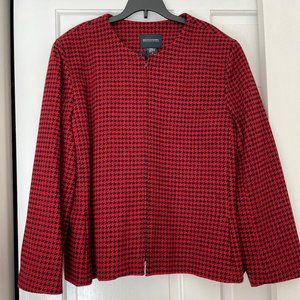 Women's blazer jacket red/black houndstooth plaid Size 18 Bridgetown Collection